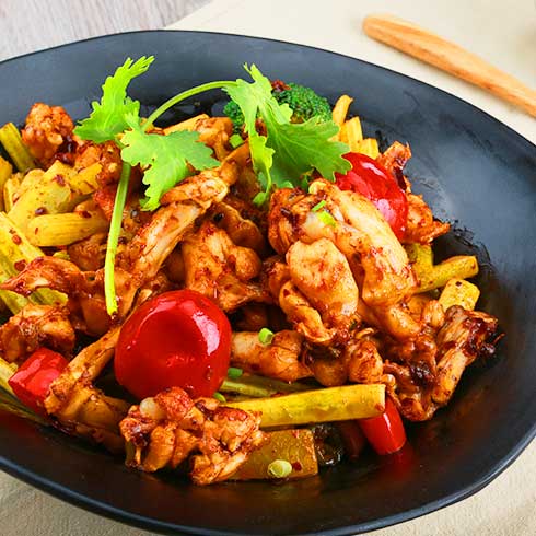 蛙迪卡美蛙魚(yú)頭火鍋-干鍋蛙肉